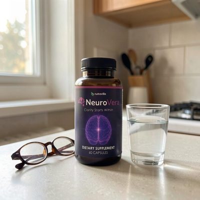 NeuroVera supplement bottle on a kitchen counter